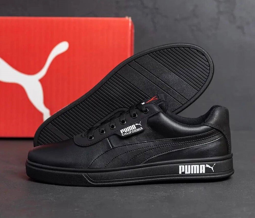 Чоловічі шкіряні кросівки Puma California 5 Black чорні від компанії Магазин Смарт-Тайм - фото 1