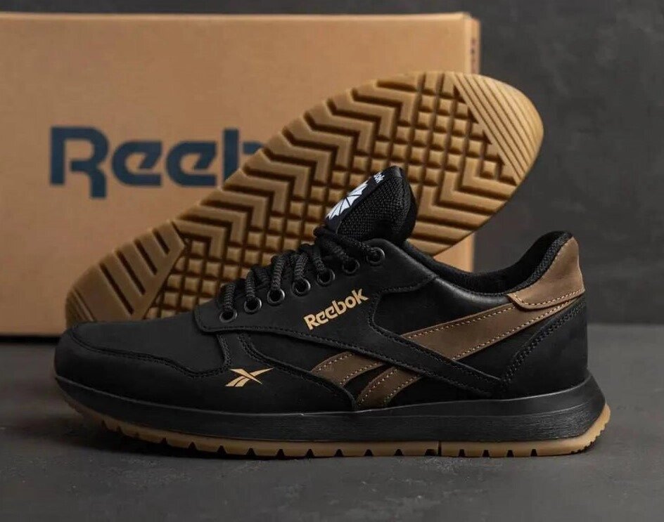 Чоловічі шкіряні кросівки Reebok R-03 Brown чорні від компанії Магазин Смарт-Тайм - фото 1