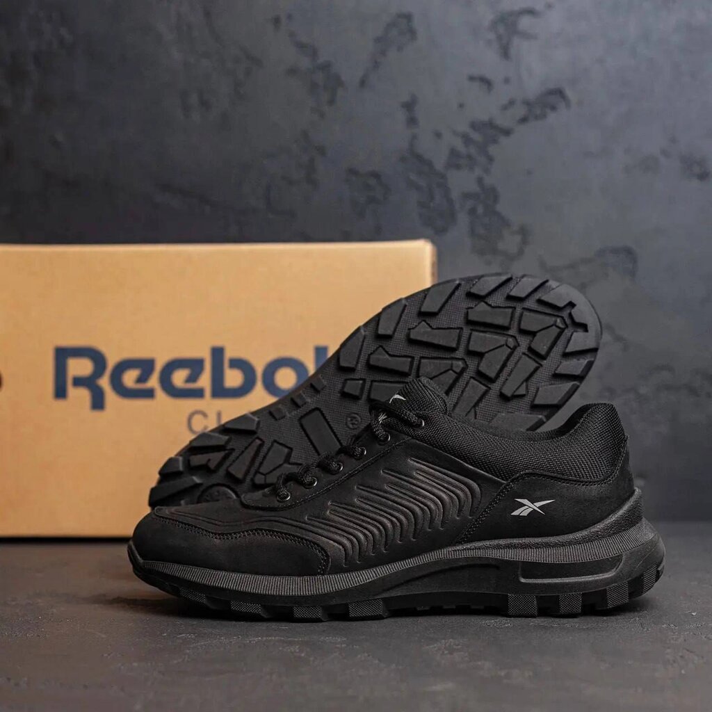 Чоловічі шкіряні кросівки Reebok R-07 Classic чорні від компанії Магазин Смарт-Тайм - фото 1