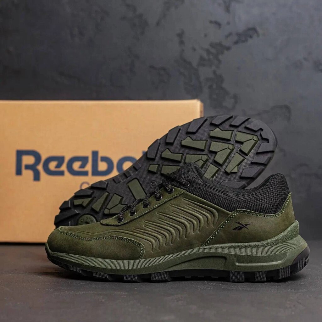 Чоловічі шкіряні кросівки Reebok R-07 Classic Green хакі від компанії Магазин Смарт-Тайм - фото 1