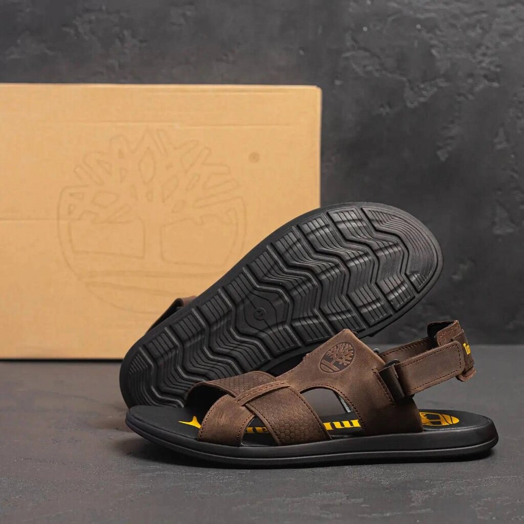 Чоловічі шкіряні сандалі Timberland Т10 коричневі від компанії Магазин Смарт-Тайм - фото 1