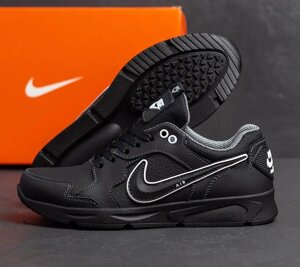 Дитячі підліткові шкіряні кросівки Nike 201 Black чорні