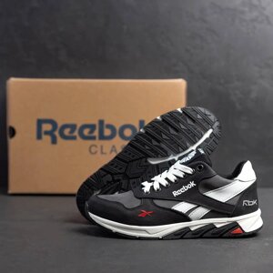 Дитячі підліткові шкіряні кросівки Reebok R-05 Grey чорні