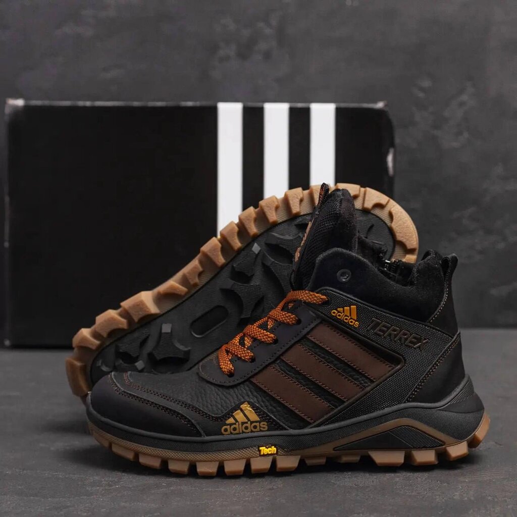 Дитячі підліткові зимові шкіряні черевики Adidas Winter 525 Terrex Brown чорні від компанії Магазин Смарт-Тайм - фото 1