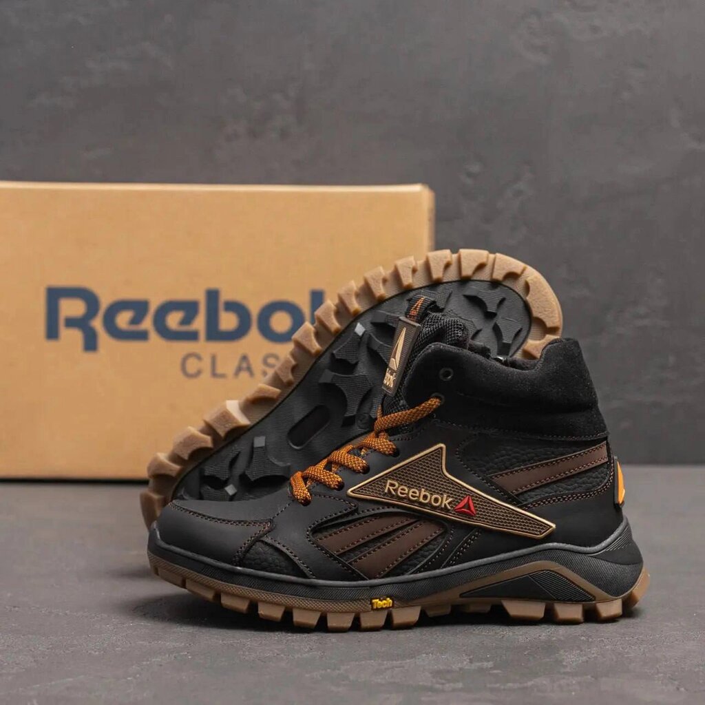 Дитячі підліткові зимові шкіряні кросівки Reebok 215 Brown чорні від компанії Магазин Смарт-Тайм - фото 1