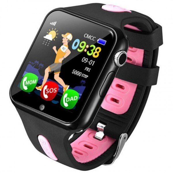 Дитячі розумні смарт годинник Baby Smart Watch V5k Original чорно-рожеві від компанії Магазин Смарт-Тайм - фото 1