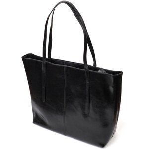 Функціональна сумка шоппер з натуральної шкіри 22095 Vintage Чорна