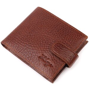 Функціональний чоловічий гаманець з хлястиком з натуральної шкіри KARYA 21080 Світло-коричневий