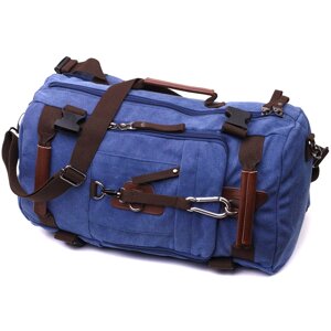Функціональний рюкзак-трансформер в стилі мілітари з щільного текстилю Vintage 22159 Синій