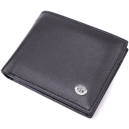Компактне чоловіче портмоне із натуральної шкіри ST Leather 22486 Чорний