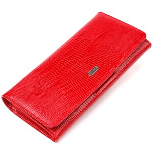 Лакований гаманець для жінок з натуральної фактурної шкіри CANPELLINI 21609 Червоний