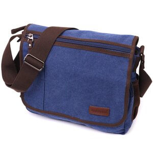 Чоловіча сумка через плече для ноутбука 13 "з щільного текстилю Vintage 22203 Синій