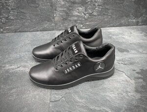 Чоловічі шкіряні кросівки Jordan К9 чорні з сірим