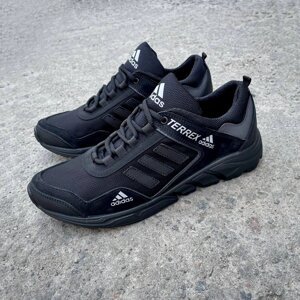 Чоловічі шкіряні кросівки нубук Adidas A-1 кордура чорні