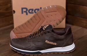 Чоловічі шкіряні кросівки Reebok класична шкіра R-02 шоколадні коричневі