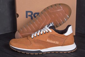Чоловічі шкіряні літні кросівки перфорація Reebok Classic Brown рижі