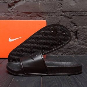 Чоловічі шкіряні літні шльопанці Nike 100 black чорні