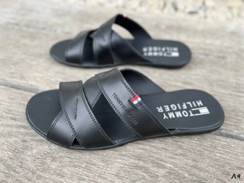 Чоловічі шкіряні шльопанці Tommy Hilfiger Л9 чорні