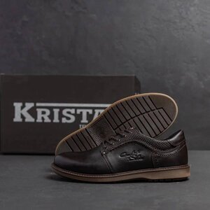 Чоловічі шкіряні туфлі Kristan 114 brown коричневі