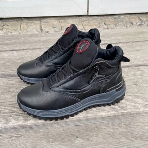 Чоловічі шкіряні зимові черевики Jordan К23 чорні