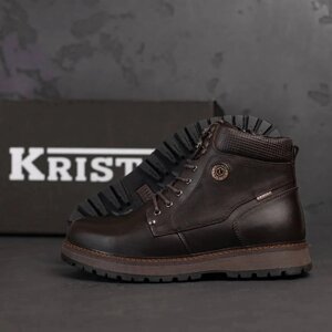 Чоловічі шкіряні зимові черевики Kristan 119 Brown коричневі