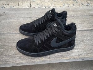Чоловічі шкіряні зимові кросівки Nike N8-2 замша чорні