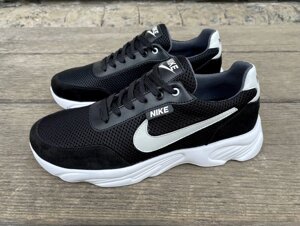 Чоловічі літні кросівки Nike N30 White сітка чорні