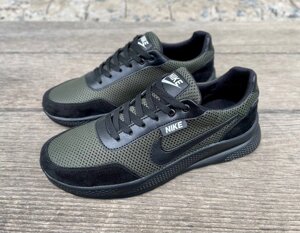 Чоловічі літні кросівки Nike НХ30 хакі сітка чорні