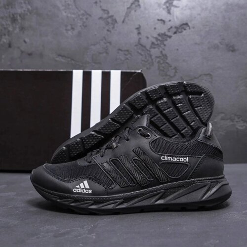 Чоловічі літні кросівки сітка Adidas Climacool a30 чорні з сірим