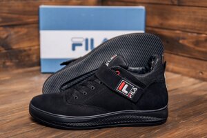 Чоловічі зимові шкіряні черевики FILA 110 Black нубук чорні