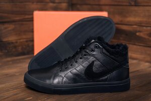Чоловічі зимові шкіряні черевики Nike N8 Black чорні