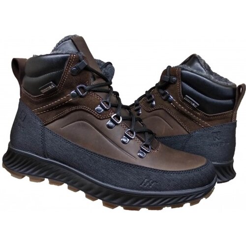 Мужские зимние кожаные ботинки NVS 006 Crazy Brown коричневые