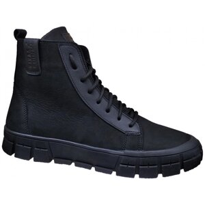 Чоловічі зимові шкіряні черевики NVS 008 нубук чорні