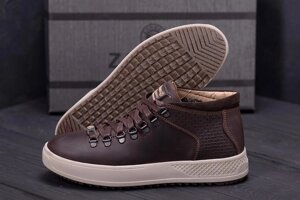 Чоловічі зимові шкіряні черевики ZG 903 Chocolate коричневі
