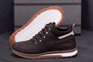 Чоловічі зимові шкіряні черевики ZG 999 Chocolate нубук коричневі