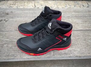 Чоловічі зимові шкіряні кросівки Adidas A-1 Red чорні
