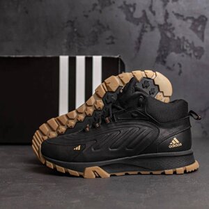 Чоловічі зимові шкіряні кросівки Adidas Classic A-04 Black чорні