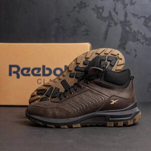 Чоловічі зимові шкіряні кросівки Reebok R-07 Brown коричневі