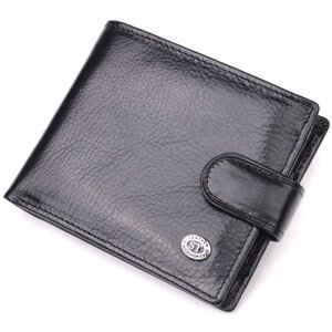 Чоловічий гаманець з натуральної гладкою шкіри в два складання ST Leather 19409 Чорний