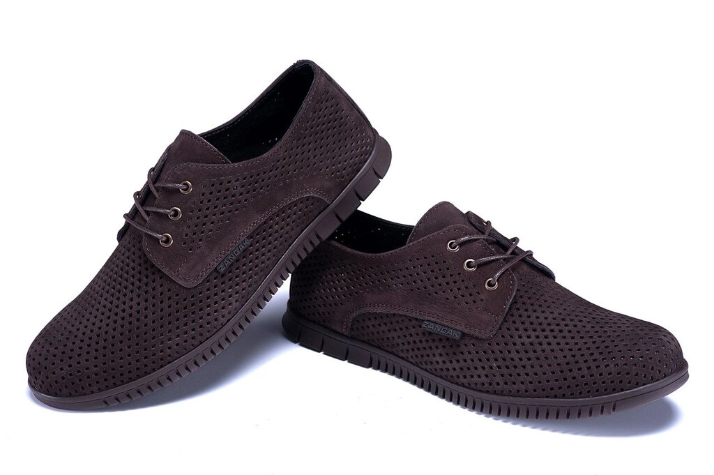 Чоловічі шкіряні літні туфлі перфорація ZG Man Brown - інтернет магазин