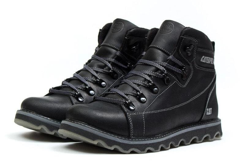Чоловічі зимові шкіряні черевики CAT Expensive Black Night чорні - вартість