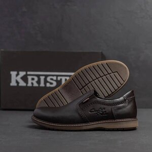 Чоловічі шкіряні туфлі Kristan 118 brown old school коричневі