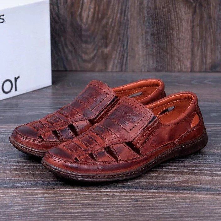 Чоловічі шкіряні літні туфлі Matador 52 Brown на резинці коричневі - знижка