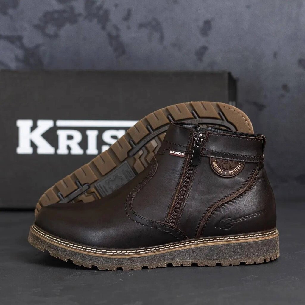 Чоловічі шкіряні зимові черевики Kristan City Traffic 704 Brown коричневі - Україна