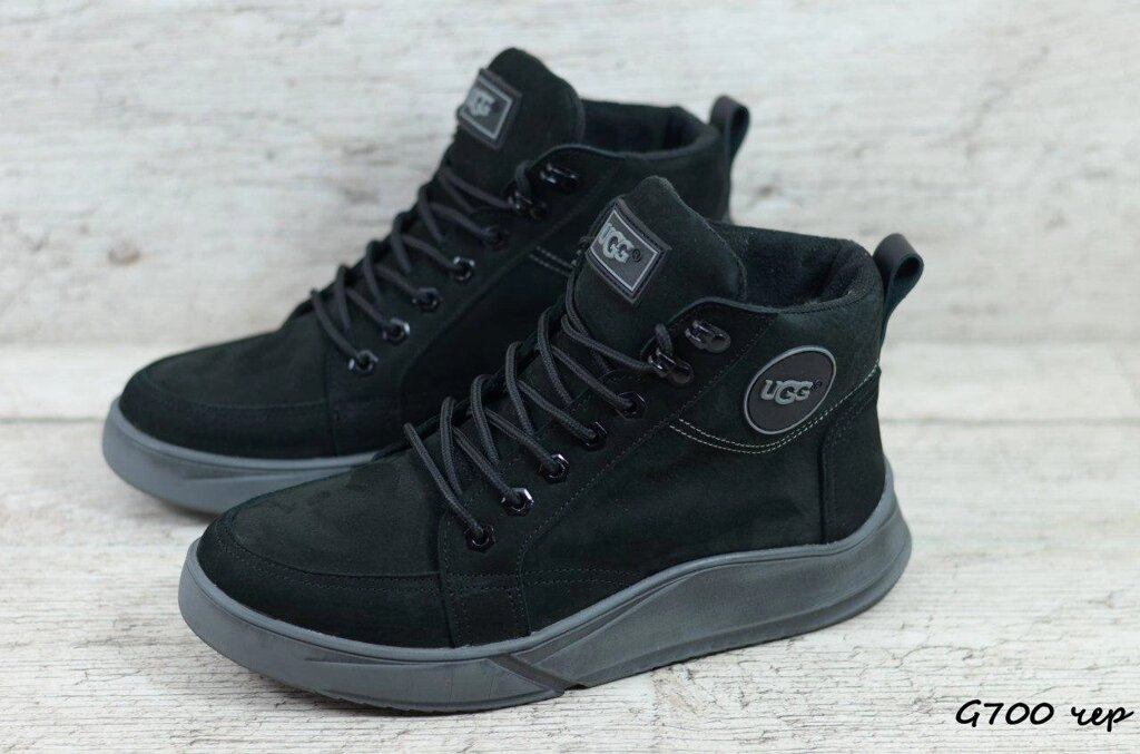Мужские зимние ботинки Ugg G700 нубук черные - акції