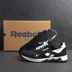 Дитячі підліткові шкіряні кросівки Reebok R-05 White чорні