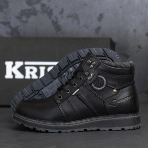 Чоловічі шкіряні зимові черевики Kristan City Traffic 703 Black чорні