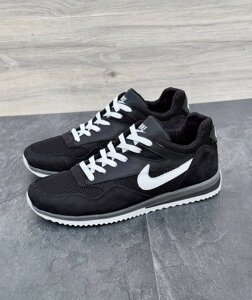 Чоловічі літні кросівки сітка Nike N7 чорні