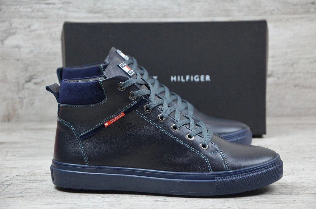Чоловічі шкіряні зимові черевики Tommy Hilfiger ТН 4/1 сині - особливості