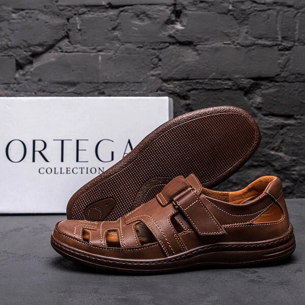 Чоловічі шкіряні літні туфлі Comfort Leather 030 коричневі - огляд
